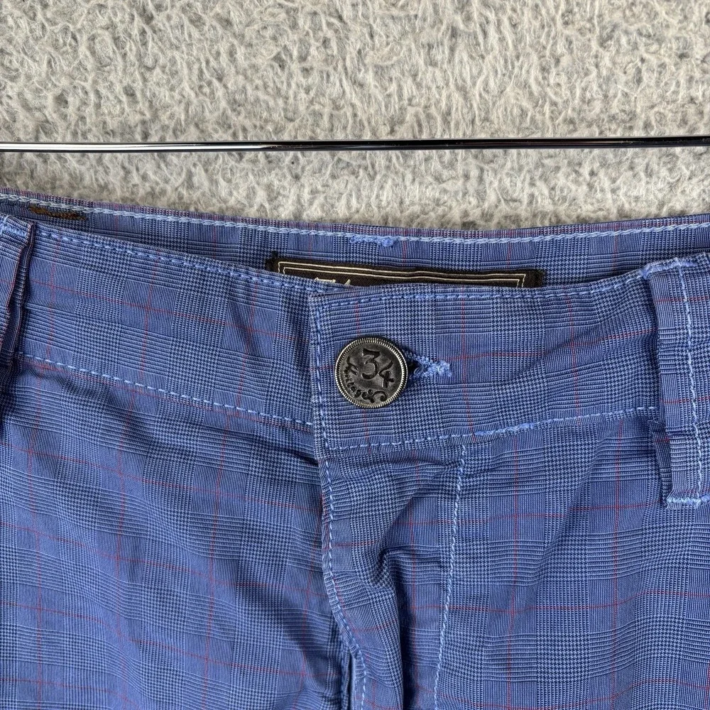 34 Heritage Shorts Mens 34 Blue Windowpane Golf Preppy Stretch Chino‎